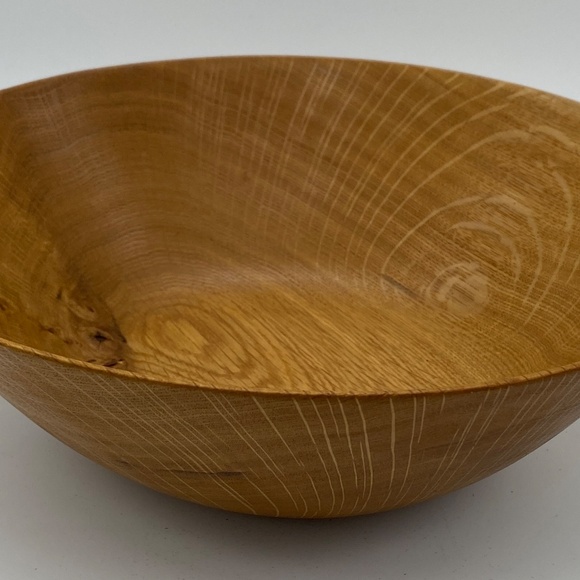 Handmade Wooden White Oak With Little Burl 11 3/8 X 4 Bowl Beautiful Grain - Picture 6 of 12